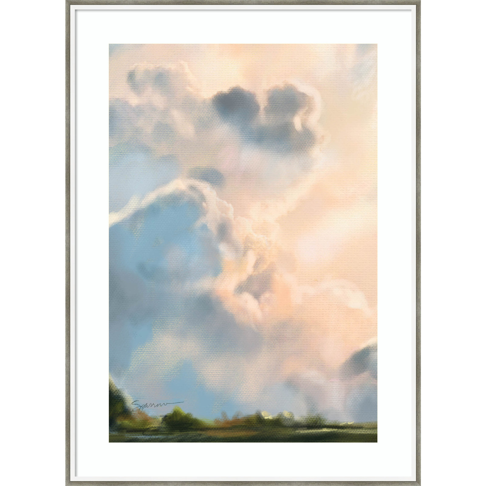 Cloud I by Mary Sparrow, 30" W x 41" H x 2" D, Silver Framed