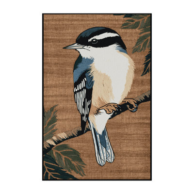 Washable White breasted Nuthatch Birds Area Rug