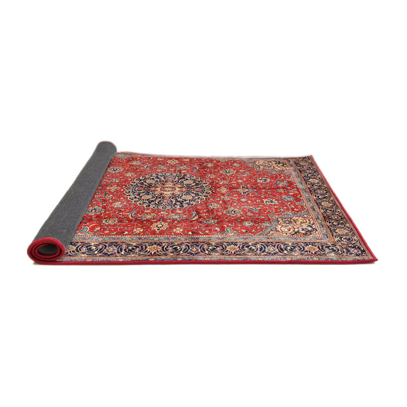 Rouge oriental/bleu marine/Tapis décoratif beige, Rond 6 pi