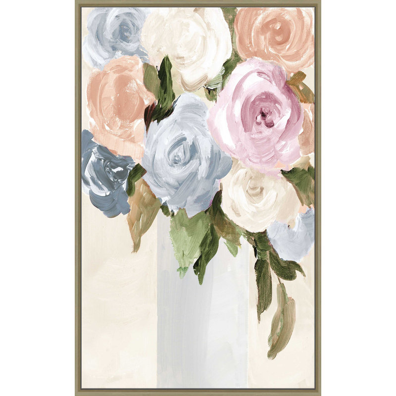 Rosey Bouquet - Peinture, L 31,5 po x H 51,5 po, Encadrement brun