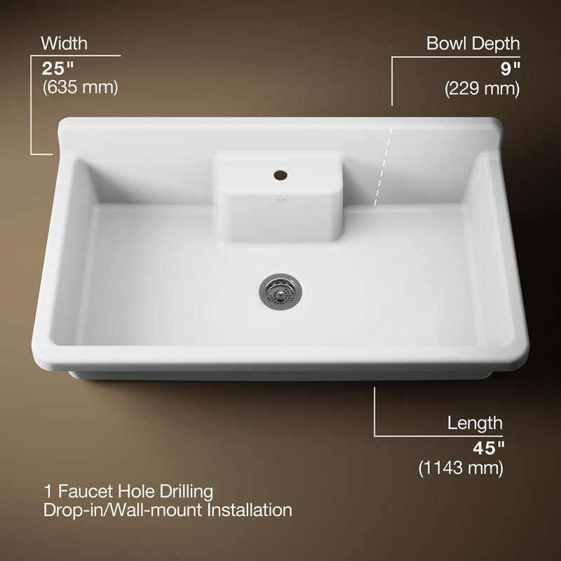 Farmstead® 45" L x 25" W Undermount Kitchen Sink, Black, 1 Hole