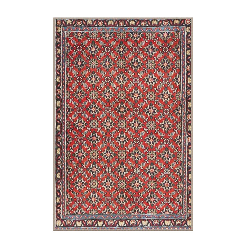 Tapis de zone rouge/vert contemporaine, Rectangle 5 pi x 7 pi