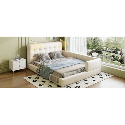 Upholstered Platform Bed With 2 Reading Lights by Grovelane