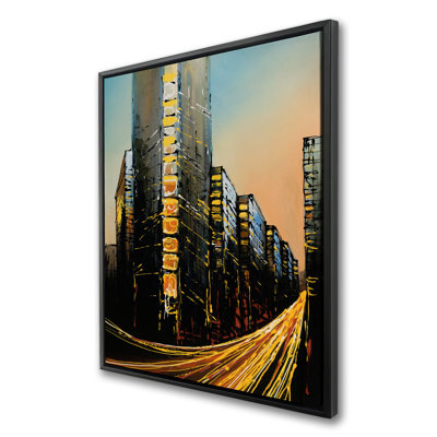 Flatiron Building in Light - Black Places Framed Canvas Decor