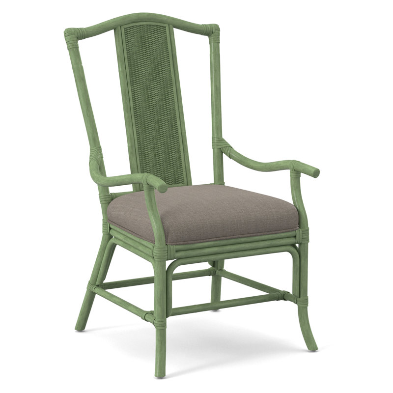 Drury Lane Slat Back Dining Arm Chair, Celery, White Sugar Performance; 0863-91