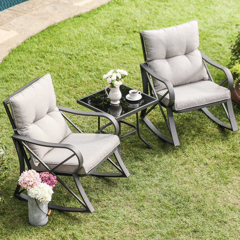 Fultonham 2 - Person Bistro Set with Cushions, Grey