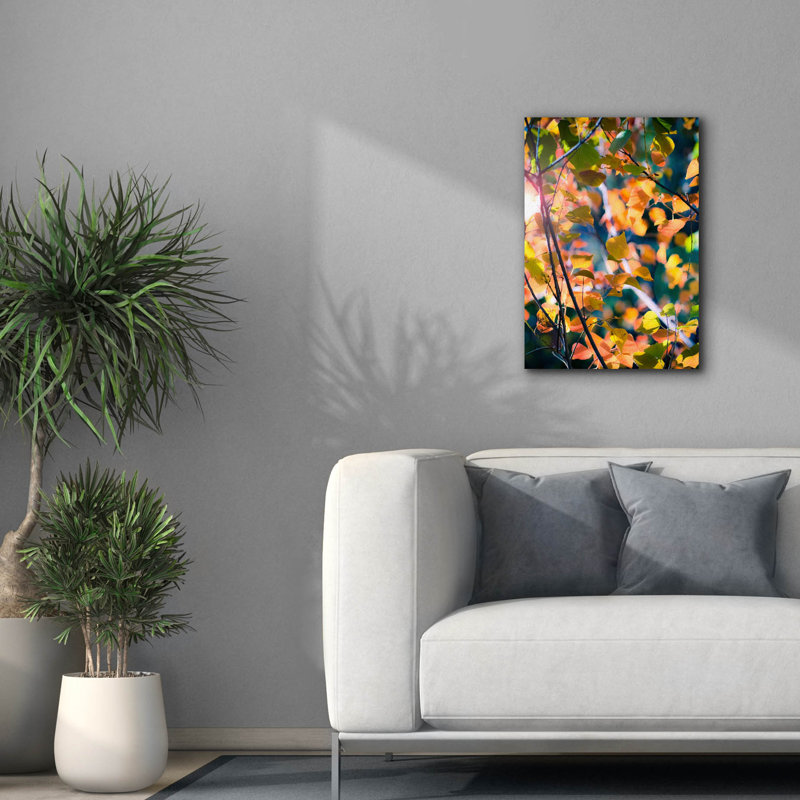  «Sunny Yellow Leaves» par Sonja Quintero, art mural sur toile, 18 po x 26 po, H 26 po x l 18 po