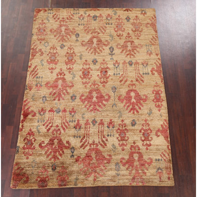 Tapis oriental intérieur / extérieur abstrait noué à la main 6 x 8