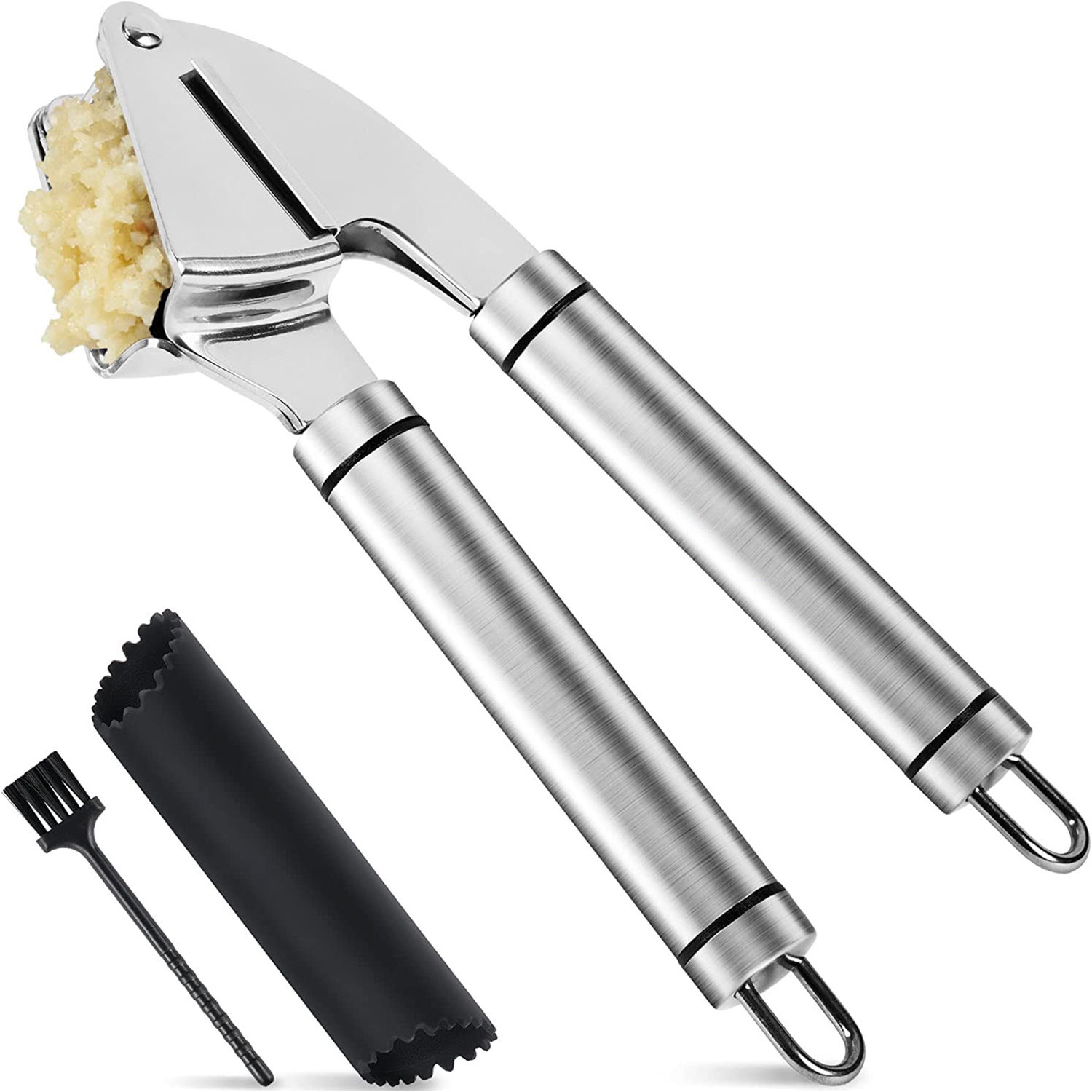Bampredepos Garlic Press Stainless Steel Mincer And Crusher With Silicone  Roller Peeler. Rust Proof, Easy Squeeze, Dishwasher Safe, Easy Clean