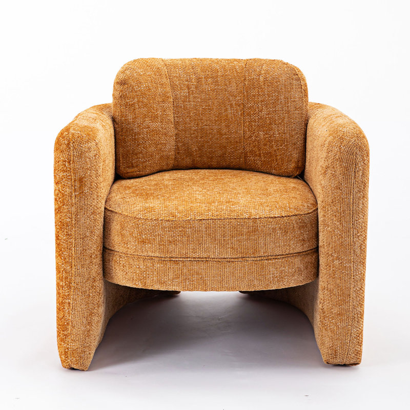 Chaise d'appoint rembourrée Kippar, chaise d'appoint, chaise de salon, chaise de chambre , Polyester orange citrouille