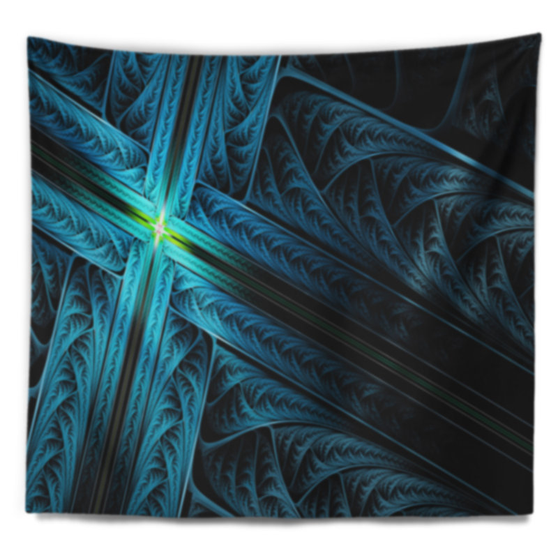 Tapisserie en croix de style turquoise turquoise abstrait, H 50 po x l 60 po