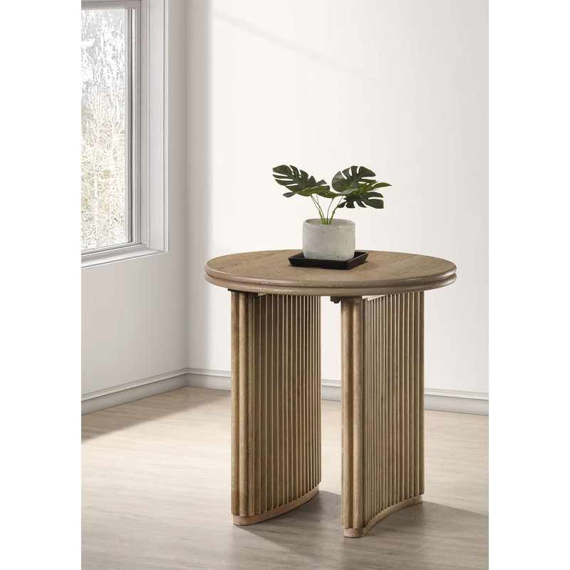 23.9" W Transitional End Table, Brown