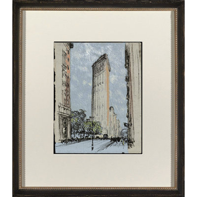 Étude de la ville de V - peinture encadrée sur papier