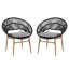 Chaise de salle à manger ergonomique et confortable en teck et osier gris pour l'extérieur