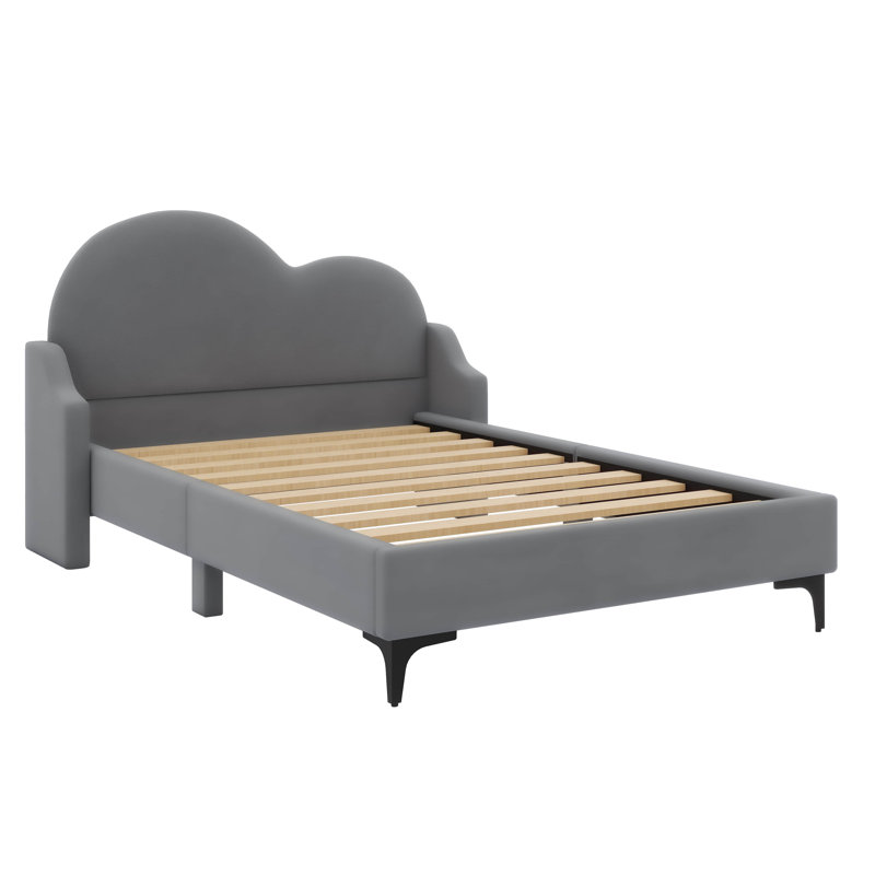 Lit plateforme tapissier Barnham, Gris