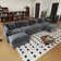 Hibbell Comfort U Shaped Couch With Reversible Chaise, Modular Large U-Shape Sectional Sofa, Double Extra Ottomans