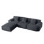 Canapé modulaire en L 113 po pour salon modulaire de 113 po, revêtement en velours côtelé gris foncé, canapé surdimensionné à 3 places avec siège profond et repose-pieds mobile - sans assemblage-504287212