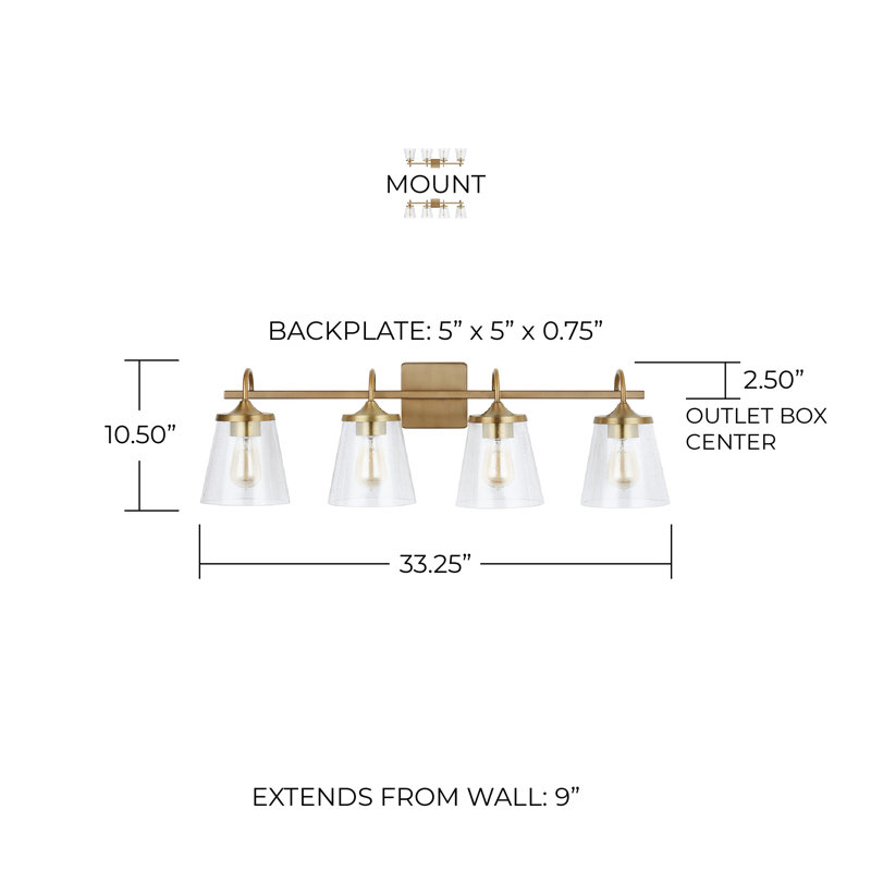 Éclairage pour meuble-lavabo à intensité variable Esley, Laiton vieilli, 4