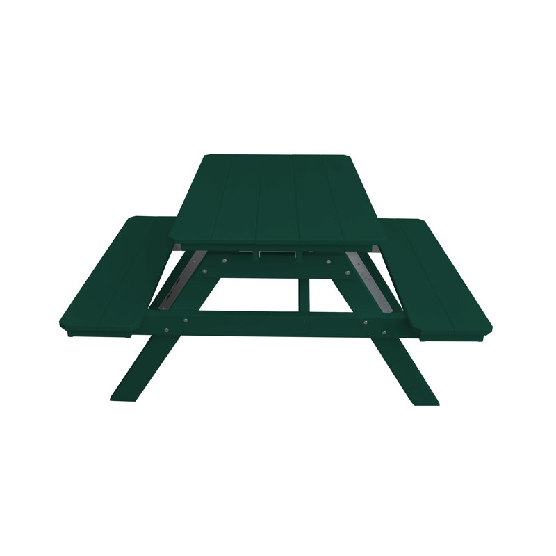 6 - Person Patio Dining Set with Rectangular Table, 44" W x 60" L, Turf Green