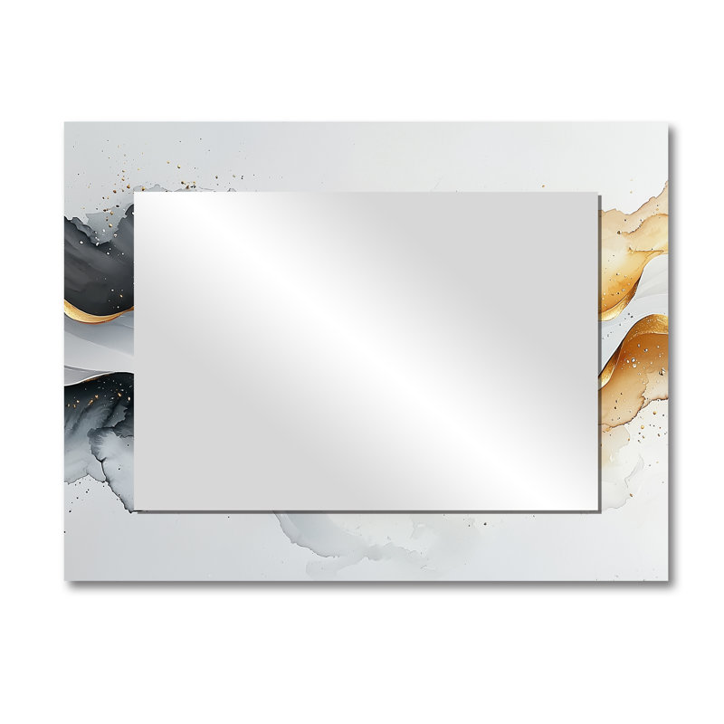Vagues abstraites blanches et dorées d'introspection - Art mural miroir moderne - imprimé sur métal, 30 po x 40 po