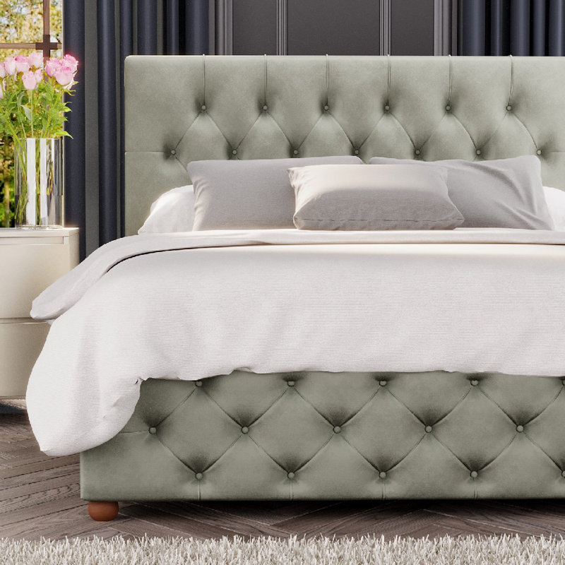 Upholstered Ottoman Bed, Duck Egg, Double (4'6)