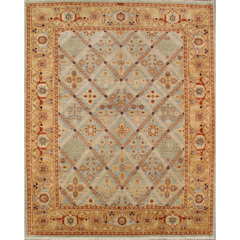 Tapis en laine d'agneau Azerbaijan, Rectangle 9 pi 11 po x 13 pi 11 po