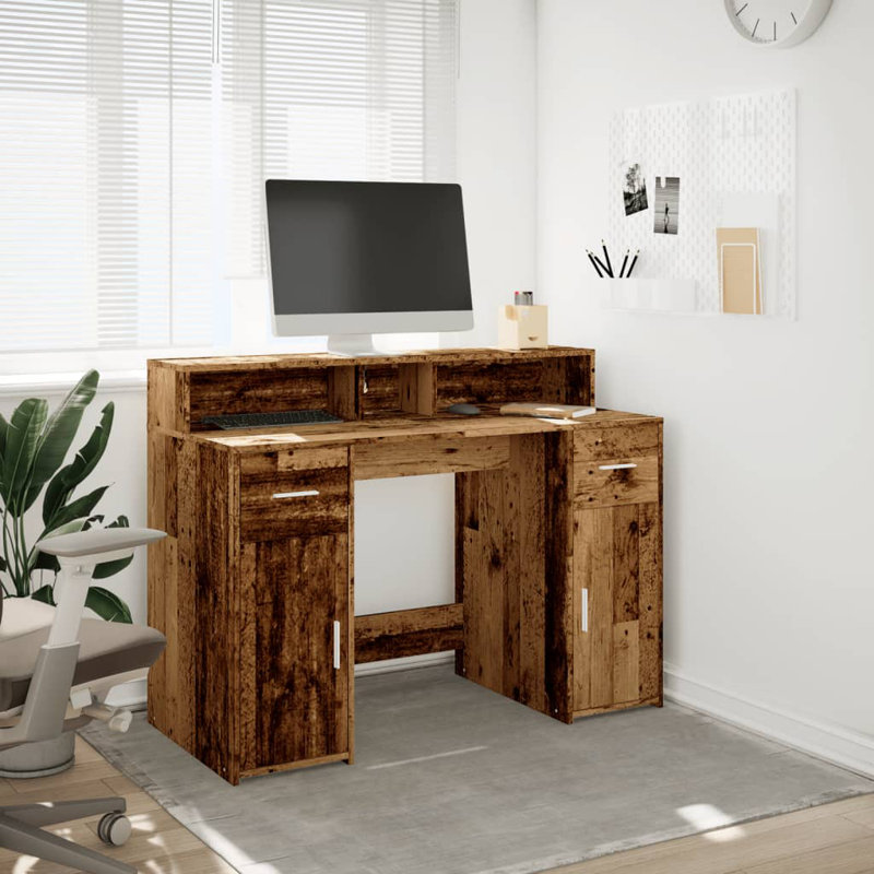 Computer Desk, Reclaimed Wood, 91cm H x 120cm W x 55cm D