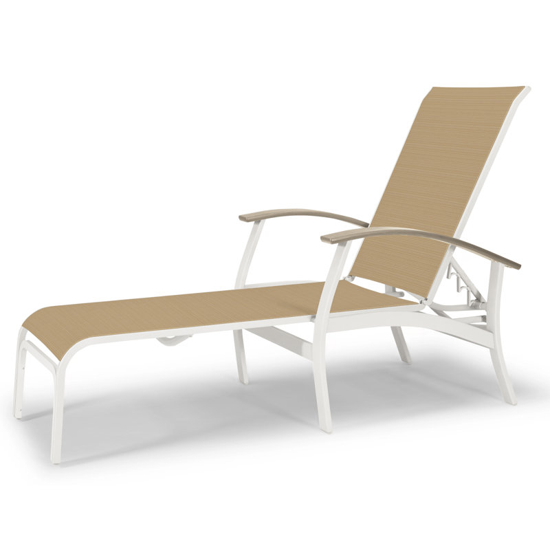 Askar Outdoor Rust-Resistant Metal Chaise Lounge, Desert P60, Textured Snow, Forest Forest Green 22D Sunbrella®