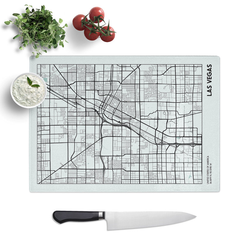Map Las Vegas USA Chopping Board, 28.5cm W x 39cm L
