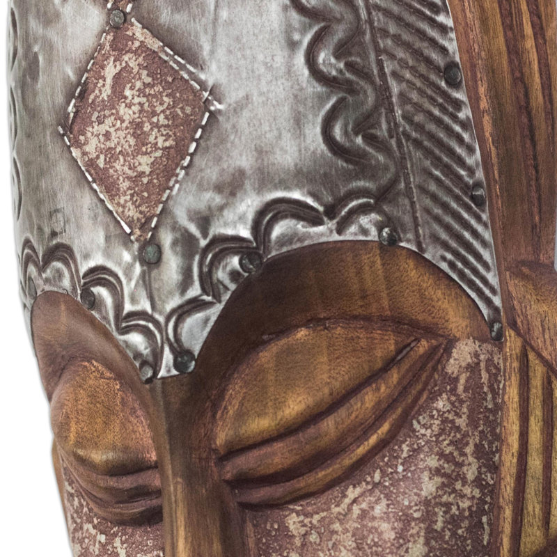 Décoration murale à masque en bois africain fait main