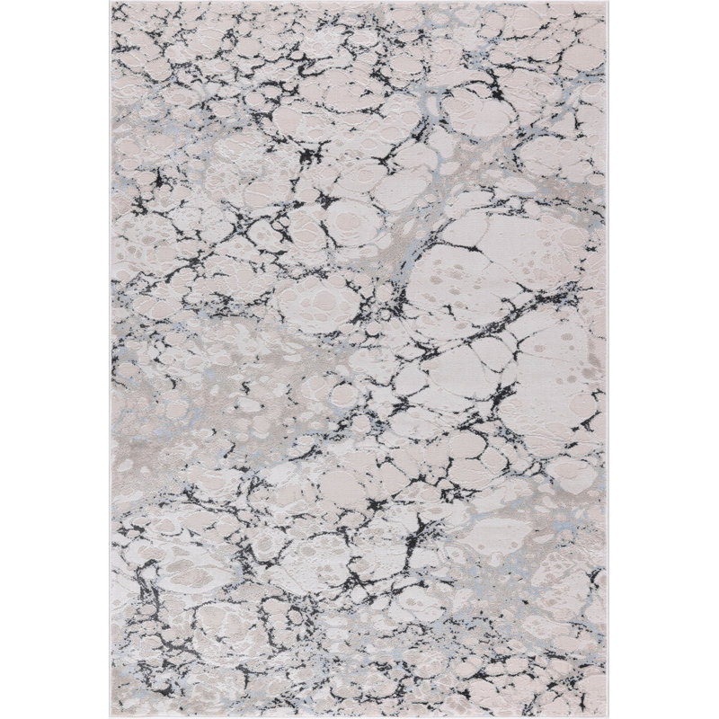 Ilios Collection Textured Abstract Blue and Grey Rug, Rectangle 2' x 3'