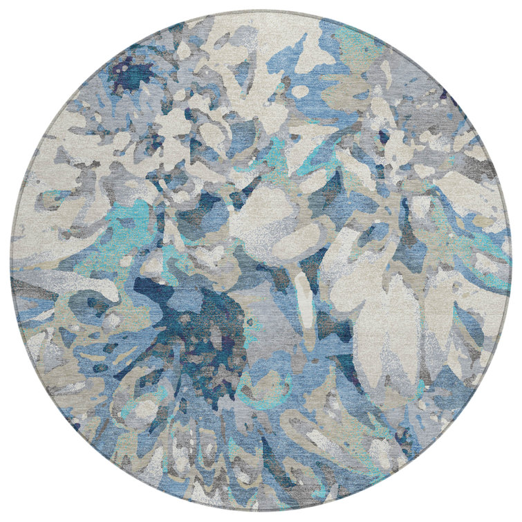 Machine Washable Indoor/Outdoor Molewski ACN2340 Floral Rug