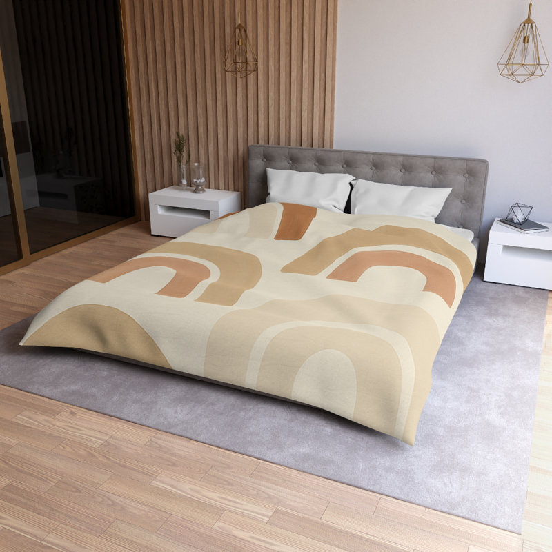 Microfiber Duvet Cover Boho Style, Design 50, Queen Duvet Cover, White