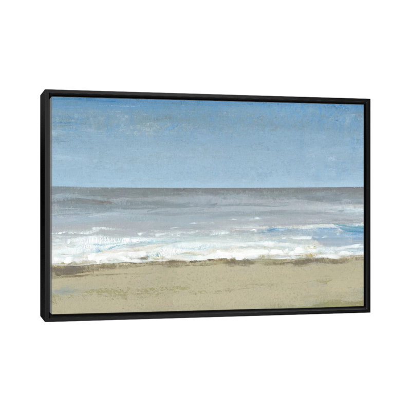 « beach marching day ii », reproduction sur toile, H 18 po x l 26 po x P 1,5 po, Toile encadrée noire, Pas de tapis