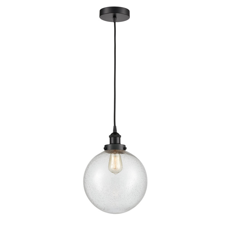 Luminaire suspendu simple à 1 lumière Frederick, Noir mat