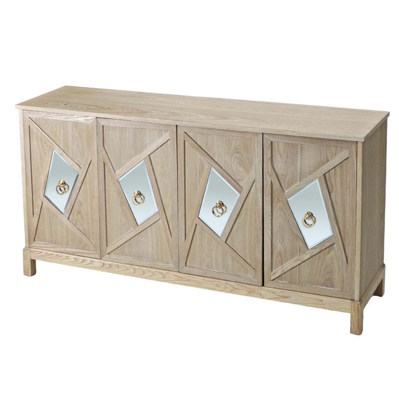 Armoire moderne à 4 portes avec portes décoratives en miroir, Bois