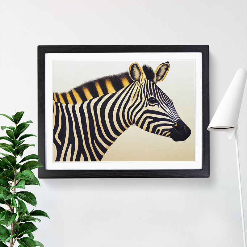 Zebra Vol.1 - Single Picture Frame Painting, Black, 46cm H x 64cm W x 2cm D