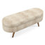 Banc de rangement ovale brun, 43,5 po x 16 po x 16 po, pieds en bois d'hévéa, fabriqué à la main par un meuble, sert de repose-pieds ou de siège, ornement en tissu plissé, banc décoratif, brun, professionnel, siège de travail,-1031200229