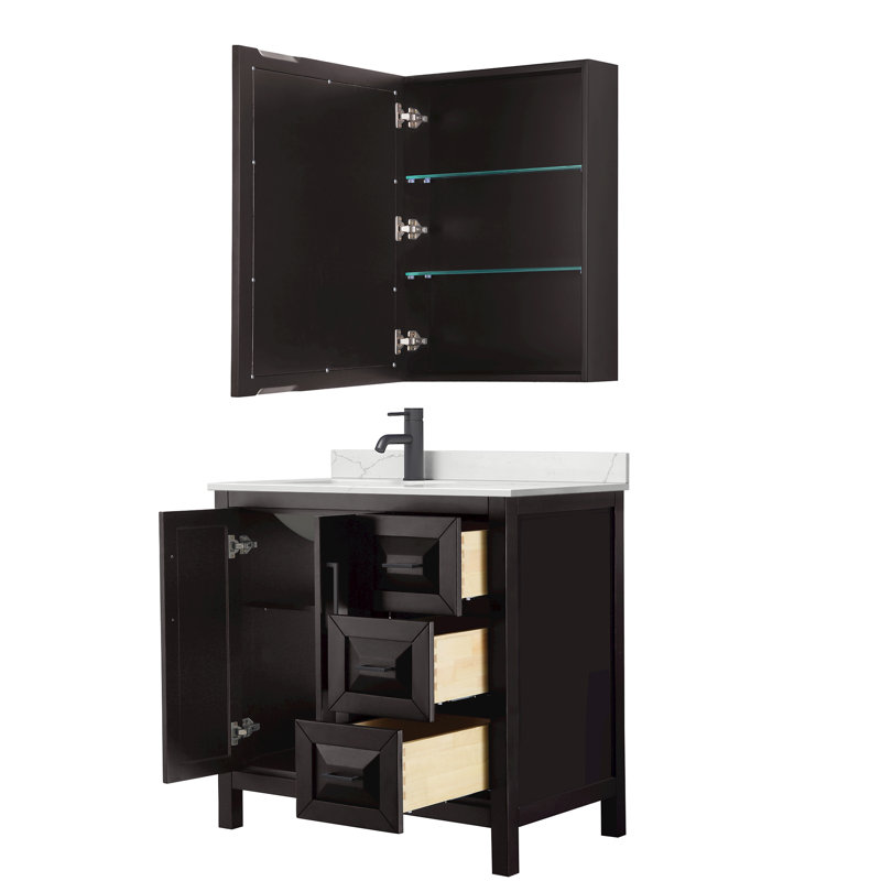 Daria 36'' W Vanity, Brown, Matte Black, Giotto Quartz