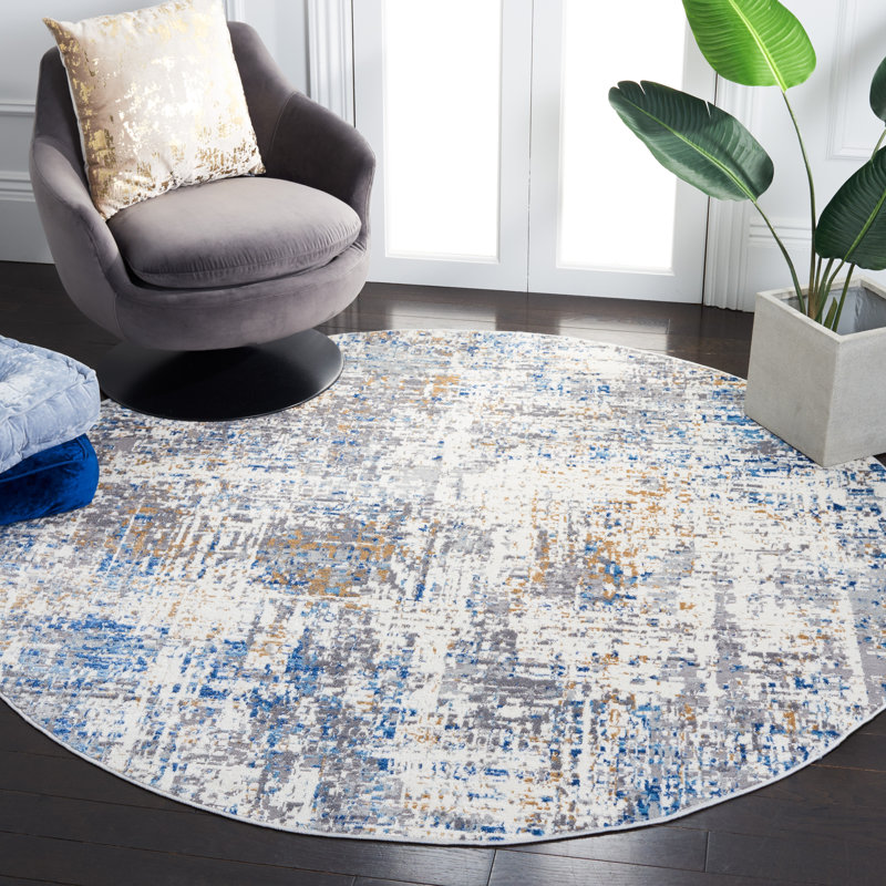 Shivan 100 Performance Abstract Rug, Round 6'7"