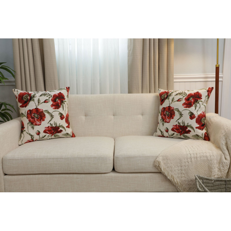 Coquelicots European Cushion Covers, Cream