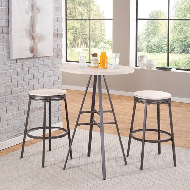 Deanna Backless Metal Swivel Stool, Bar Stool (30" Seat Height), Whitewashed