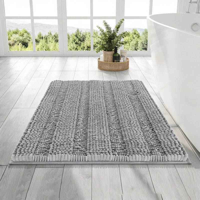 Chenille Bathroom Rugs With Rubber Backing, Ultra Soft And Absorbent Bath Mats For Shower, Tub, And Bathroom Floor, Machine Washable
