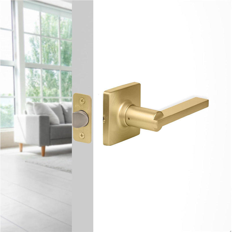 Serrure de porte à levier avec vis Stylware Maven | Acier inoxydable réversible robuste | Serrures pour couloirs, garde-manger et garde-robes 5 po (paquet de 1)