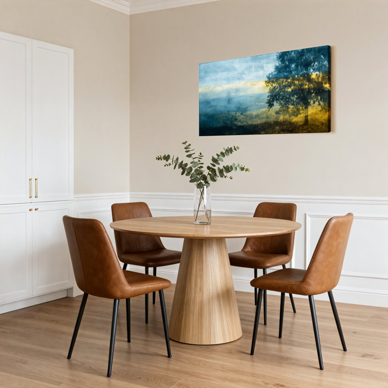 Ensemble de 1 tableau abstrait représentant un paysage d'arbres sur toile tendue, H 12 po x l 36 po