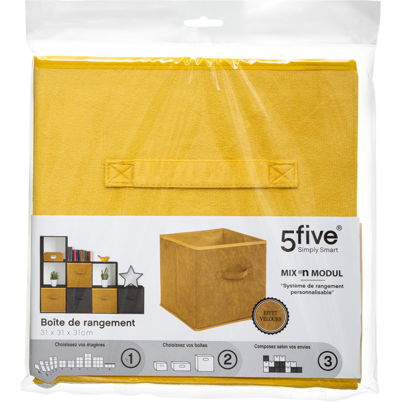 Fabric Velvet 78.74 x 78.74cm Cube Basket, Yellow