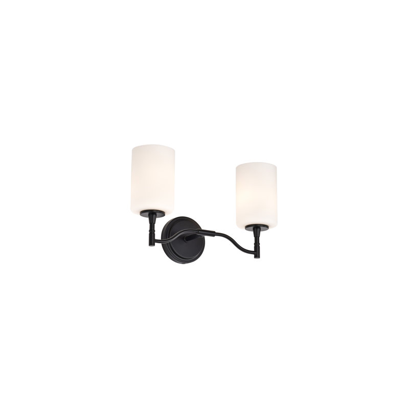 Coiffeuse Lawrie - verre opale Lawrie, H 9,63 po x l 16 po x P 6,5 po, Noir mat, Deux lumières