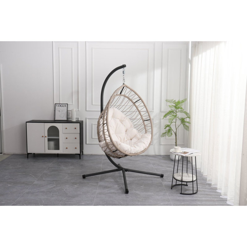 Fauteuil suspendu d'extérieur en forme d'œuf avec support, balancelle de patio en forme d'œuf, chaise berçante d'intérieur, hamac d'extérieur en forme d'œuf