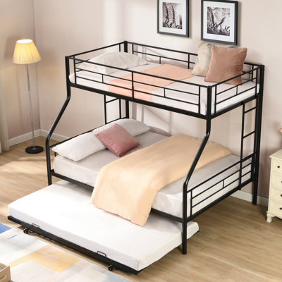 Modern Style Twin Over Full Bunk Bed With Trundle - Metal Construction, Space Saving, Easy To Assemble, No Box Spring In Build, Required, Stylish