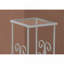Table d'appoint, table d'appoint, table de bout, table de chevet, lampe, salon et chambre à coucher, verre trempé, métal gris, transitionnel